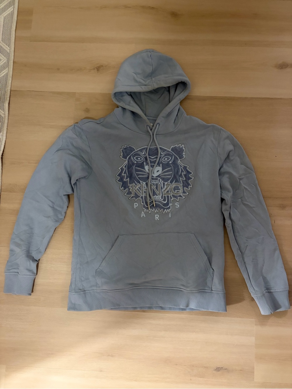 Kenzo Paris Light Blue Men's Hoodie with Tiger Motif